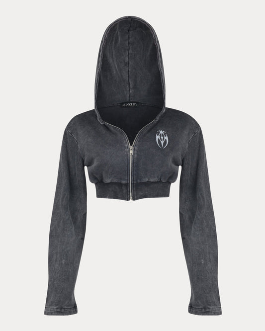 Hoodie "Crop Zip" grey stone